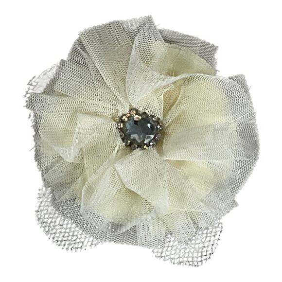 Vintage Headband and Hair Clip Set Ivory White with Silver One Size - Picture 2 of 10